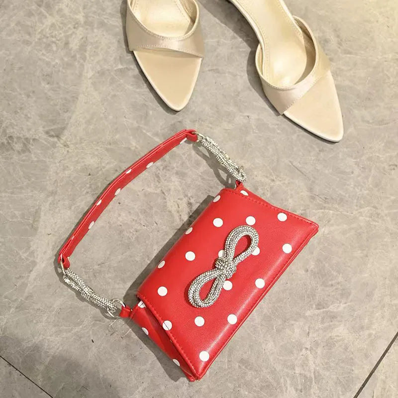 Feng Xiaoxiangfeng Handbag Polka Dot Harajuku Butterfly Decorative Shoulder Underarm Bag Trendy Personality Bag