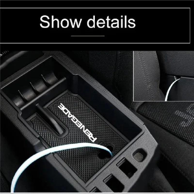 For Jeep Renegade 2015~2024 Car Armrest Hidden Case New Upgraded ABS Material Black Storage Box For A Neat And Tidy Car Interior