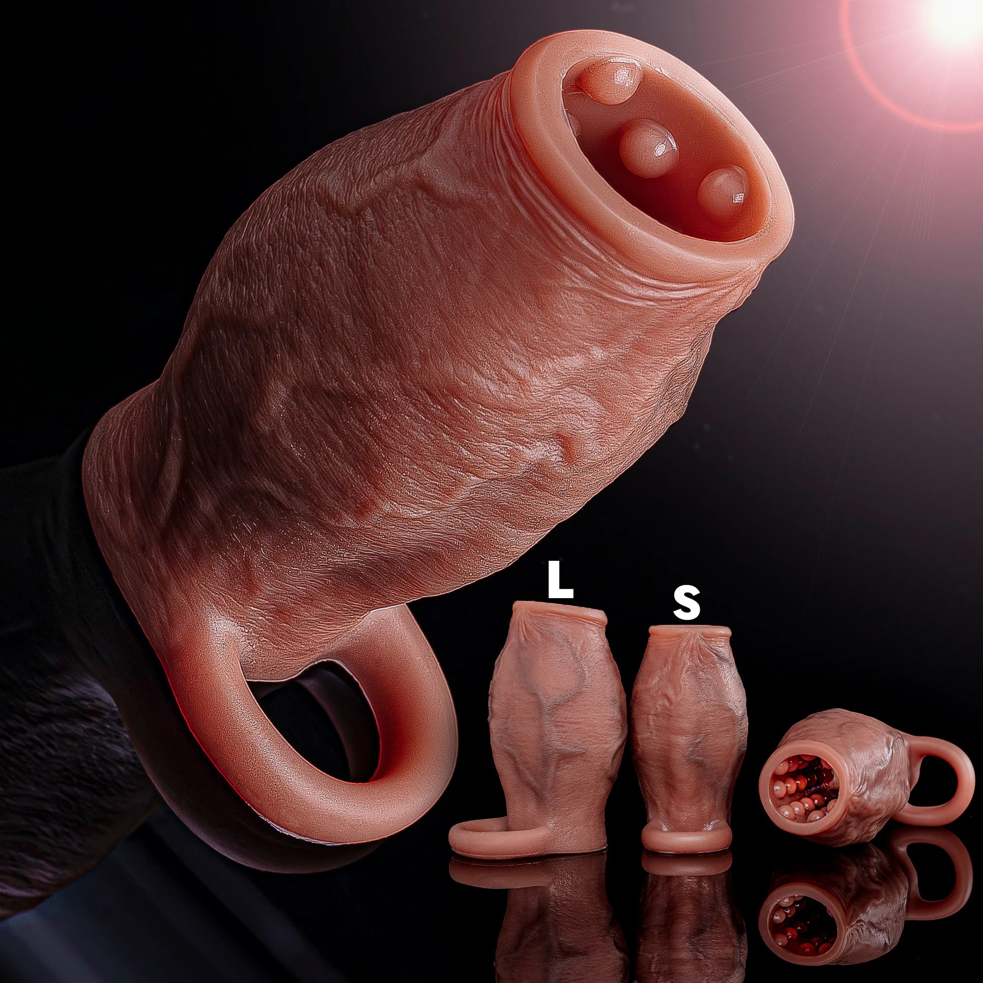 Dick Sleeve Enlargement Lock Sperm Penis Ring Adult Men Sex Toy Enlarged and Thicken Cock Sleeve Soft Silicone Male 18+ Sexy Toy