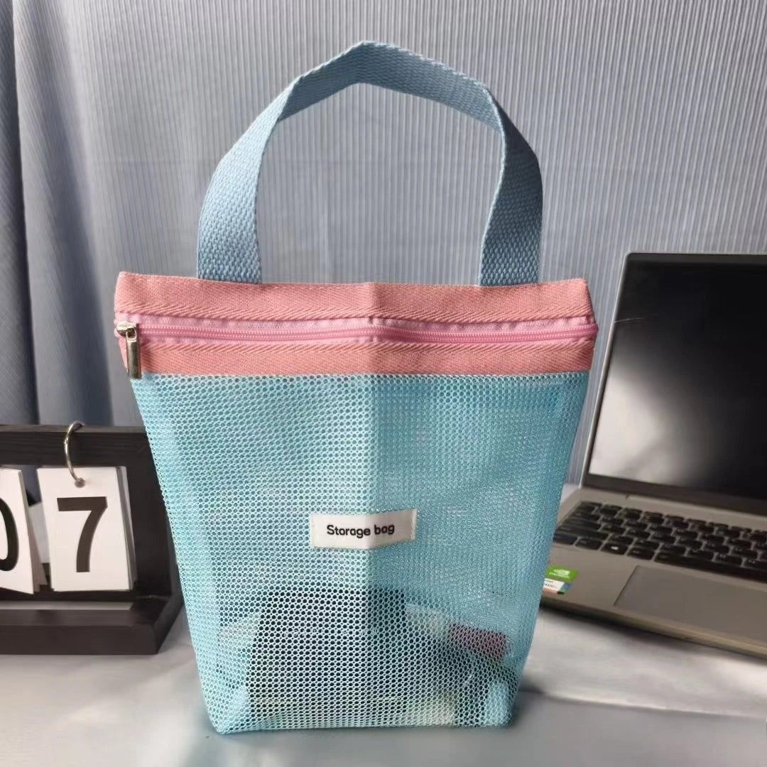 Macaron Color Makeup Organizer Breathable Wet Pack for Women Large Capacity Travel Toiletry Bag Mesh Beach Swimming Pouch