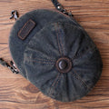 Retro Denim Mobile Phone Bag Unisex  Crossbody Casual Versatile Trendy Korean Style Zipper Closure Pure Color round Shape