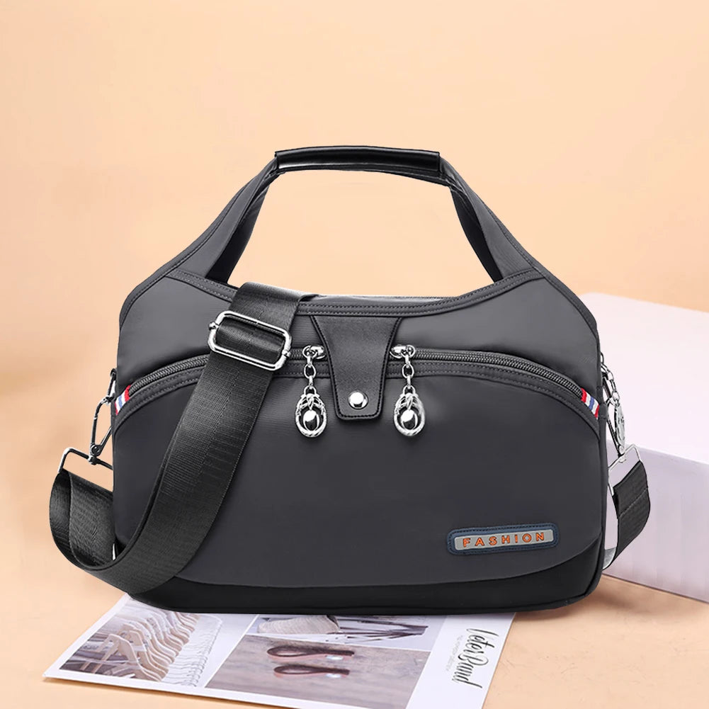 Women Shoulder Crossbody Bag Large-Capacity Oxford Cloth Sling Crossbody Bag Waterproof Anti-Theft Fashion Female Travel Shopper