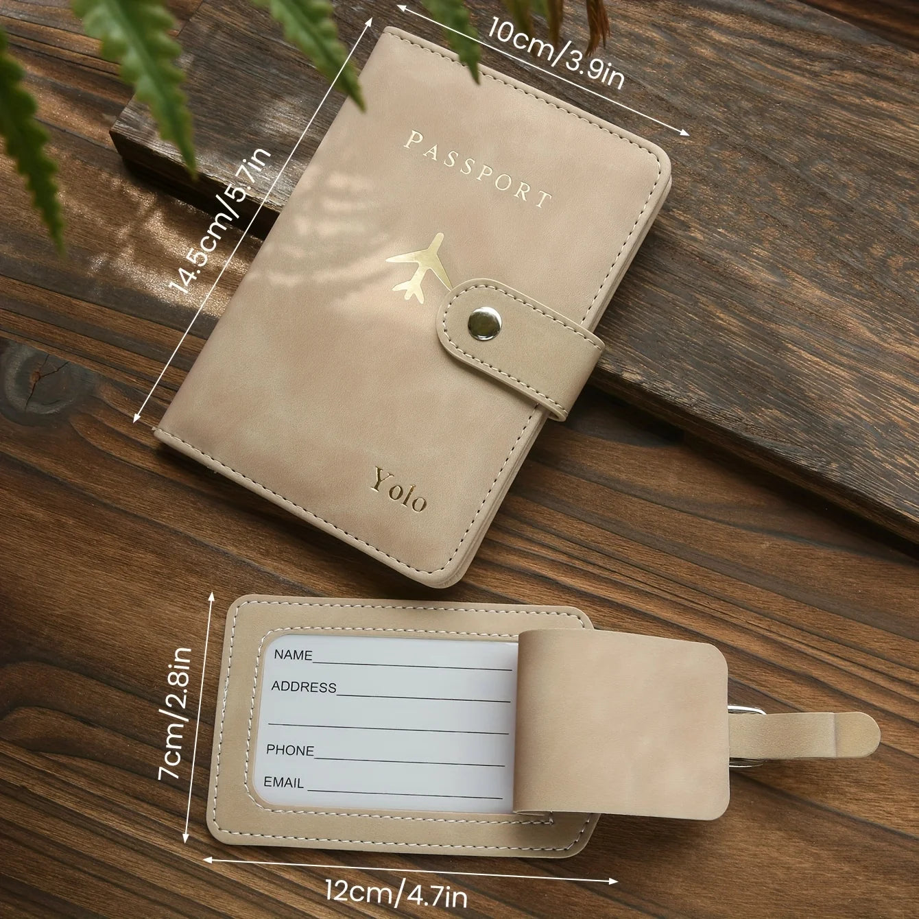 Custom Hot Stamping Name Passport Holder & Luggage Tag Customized Golden Monogram Name Textured Synthetic Leather Passport Cover