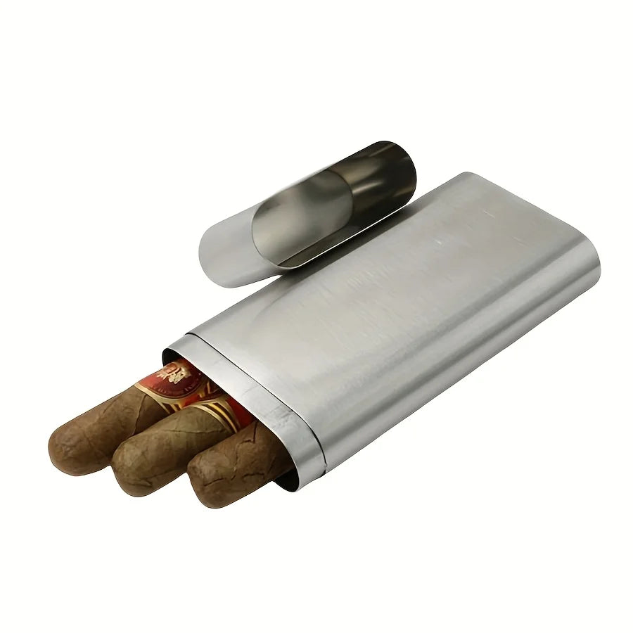 Stainless steel cigar storage tube; moisture-proof tube; three-piece portable cigar pouch; cigar tube; portable metal storage tu