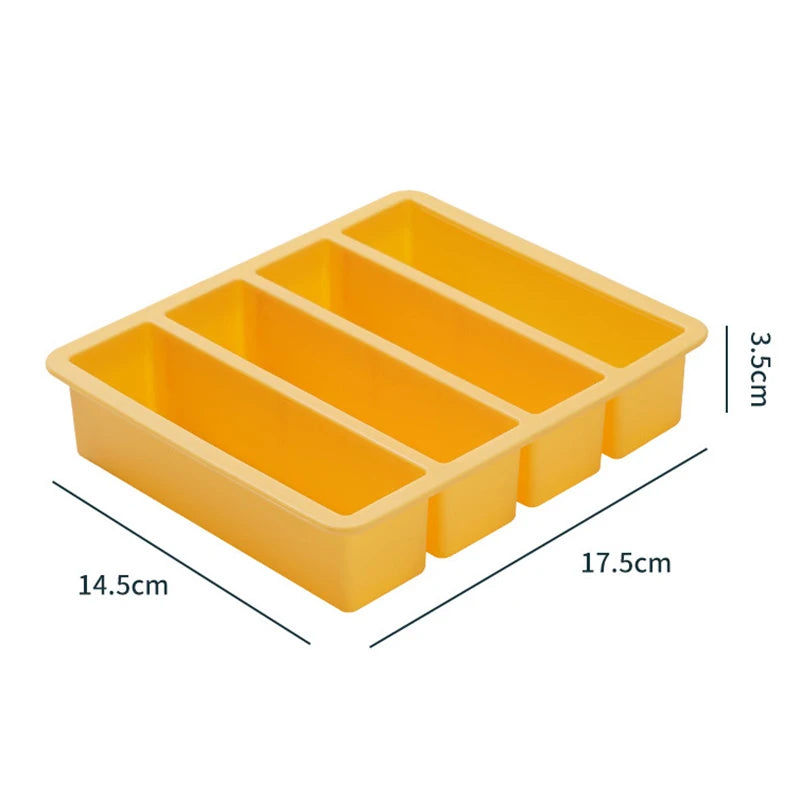 1Pc Extra Large Silicone Freezer Trays Giant 4 Cubes Food Molds With or Without Lid for Soup Meal Sauce Food Storage Ice Cube