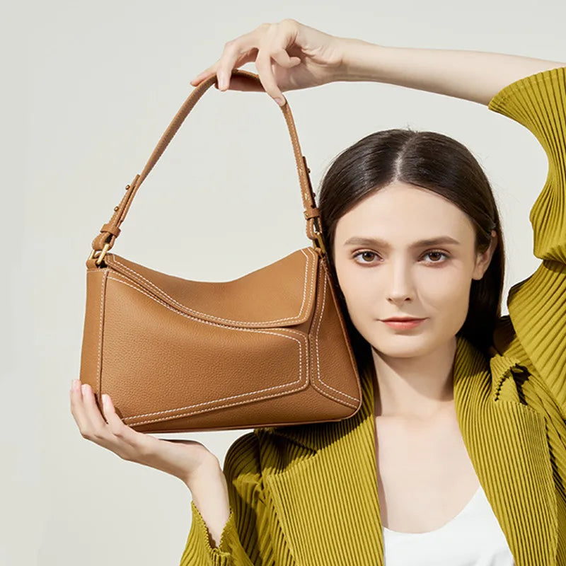 Luxury New Design Handbags Female Crossbody Bag Vintage High-end Geometry Genuine Cowhide Leather Bag Women Fashion Underarm Bag