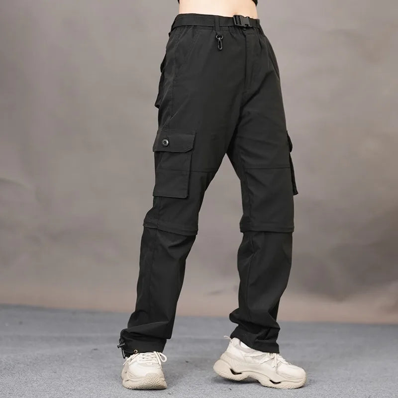 Women's Convertible Quick Dry Outdoor Pants, Summer Thin Cargo Pants, Loose Wide Leg Hiking Trekking Trousers, Streetwear