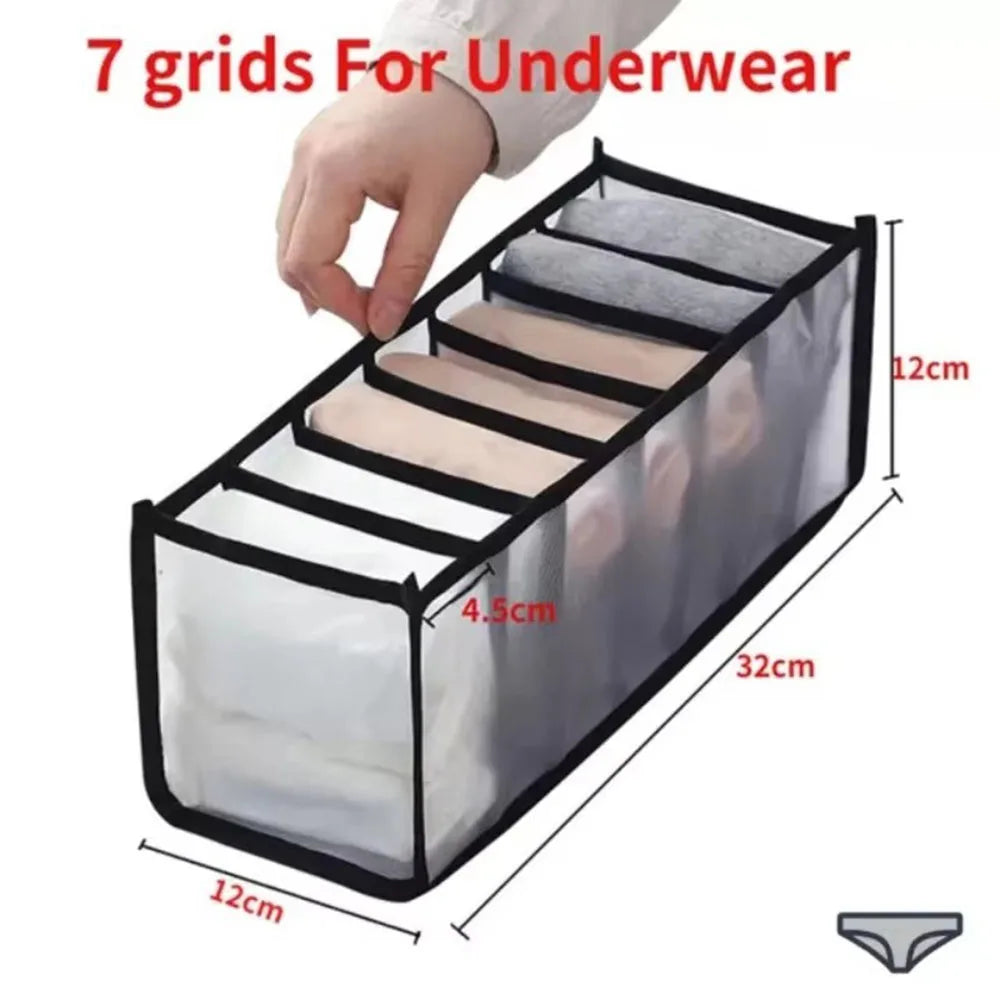 3-Pack Home Storage Boxes Foldable Plaid Underwear Combination Bags - Nylon Drawer Dividers for Socks Panties and Underwear