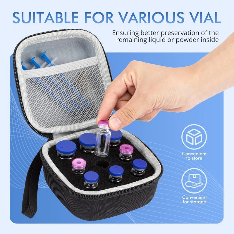 10/15 Slots Insulin Vial Storage Case Portable Peptide Vial Organizer Wear-resistant EVA 1-10ml Vials Diabetes Medication Protec