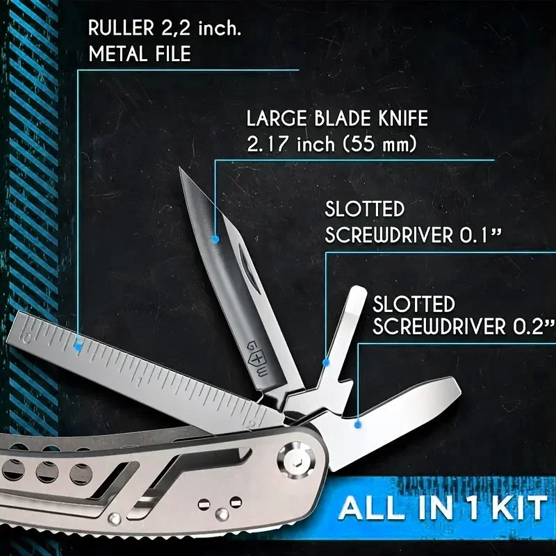 Multitool 24in1 With Mini Tools Knife Pliers And 11 Bits  Multi Tool All In One Multi Function Gear Camping Backpacking Survival