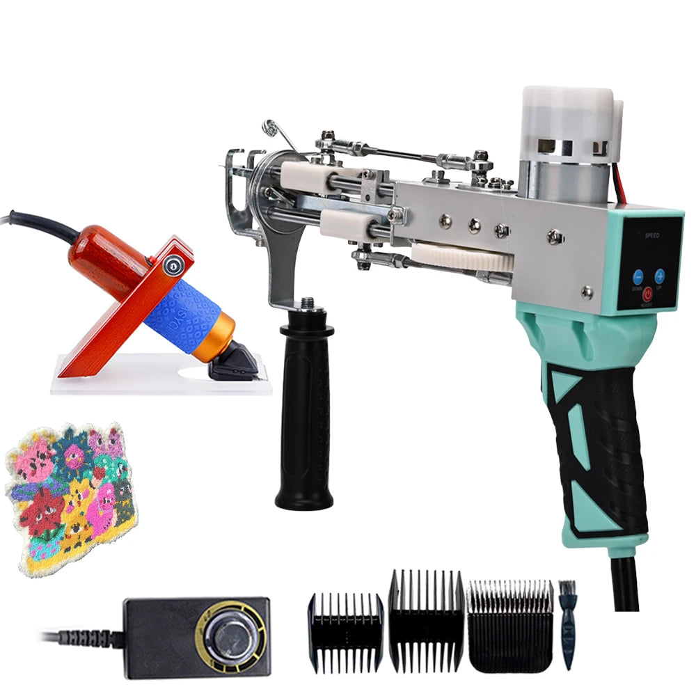 Tufting Gun 2 in 1 Set Electric Carpet Tufting Gun Electric Carpet Tapis Knitting Tufting Pistol Weaving Flocking Rug Machine