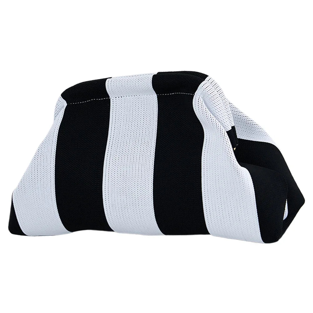 Summer Beach Clutch Bag for Women Woven Crochet Handbags Purses Knitting Dumpling Clutch Ruched Cute Cloud Casual Colorblock Bag