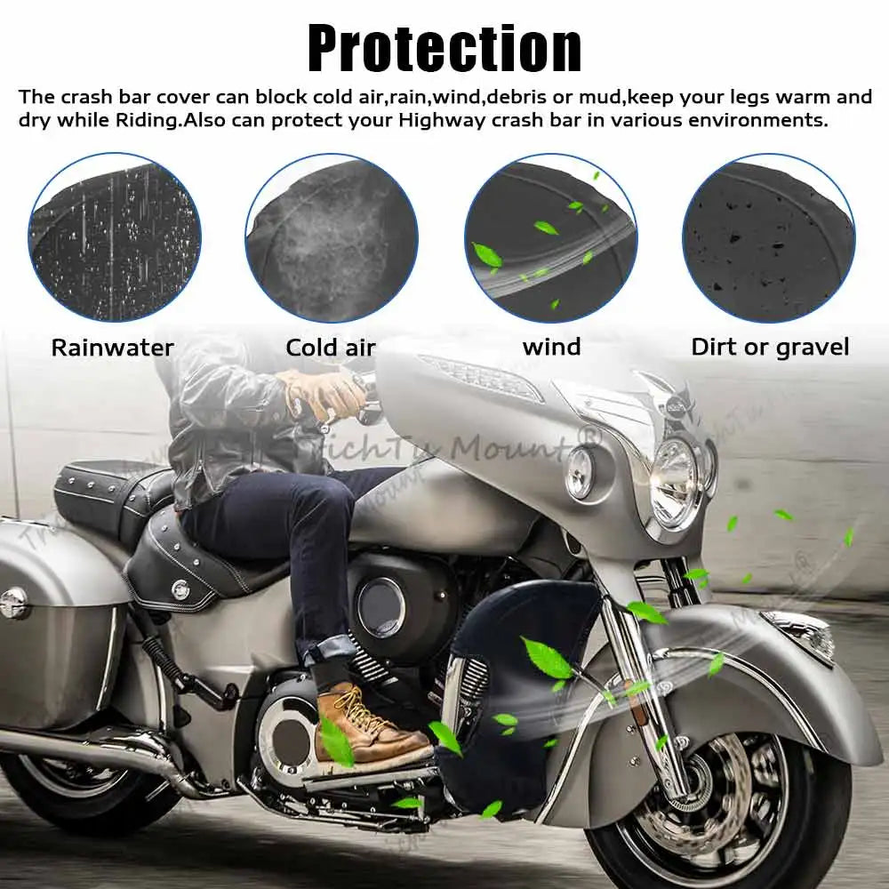 Motorcycle Engine Crash Bar Bags Protection Rider PU Leather Leg Warmer Bag Chaps Soft Lowers For Indian Chief Vintage Chieftain