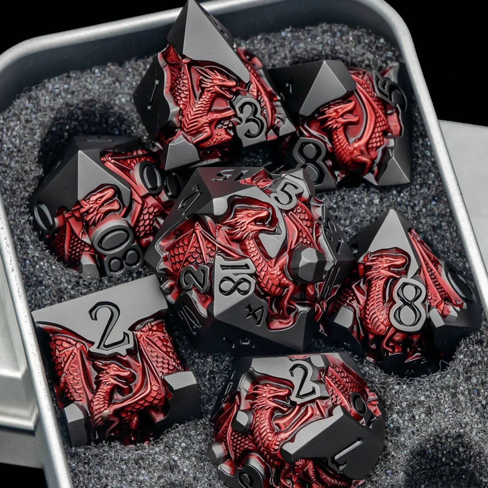 Dragon DND Dice Set for Role Playing Game, Blue Metal D&D Dice Set Dungeons and Dragons, 7Pcs RPG Polyhedral D and D Dice Set