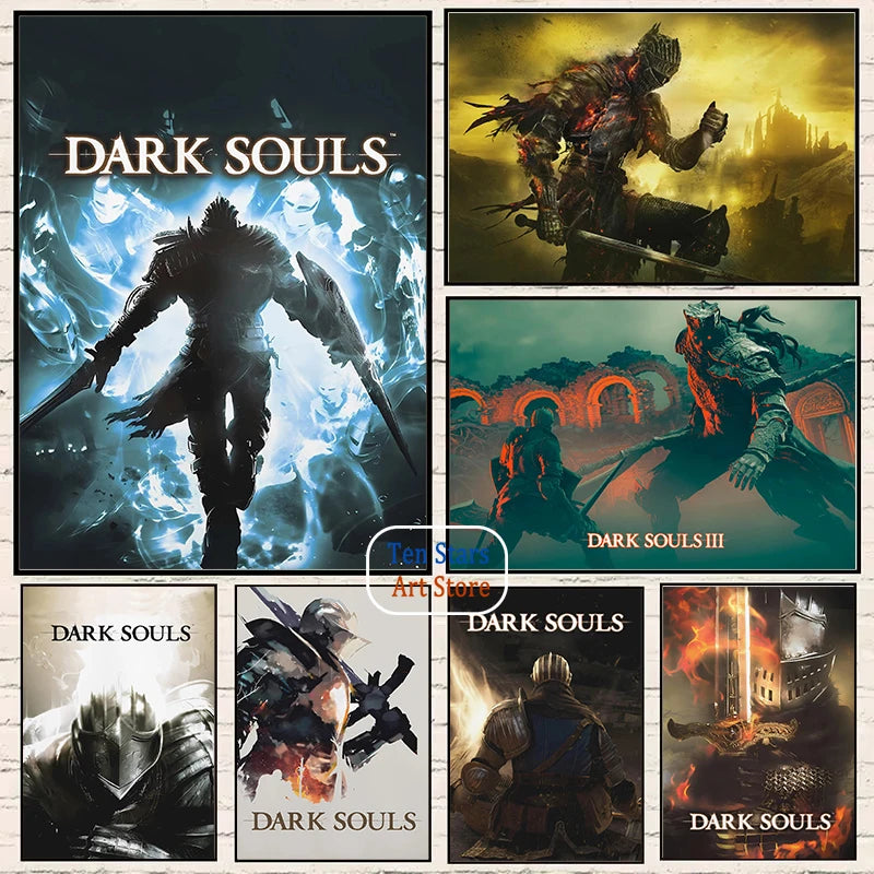 Dark Souls Fantasy Art Video Game Warrior Knight Dark Souls 3 Gaming Poster Canvas Painting Wall Pictures Home Gaming Room Decor