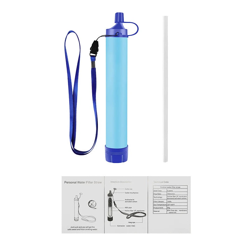 1/2/4/5pcs 396 Gallons Outdoor Personal Water Filter 0.01Mi 4-Stage Filtration System Portable Water Purifier Survival Straws