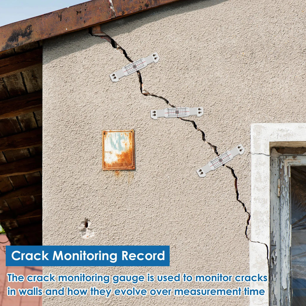 3Pcs Crack Monitoring Record Acrylic Crack Monitor Gauge Waterproof Crack Measure and Record Device for Wall Crack Measure