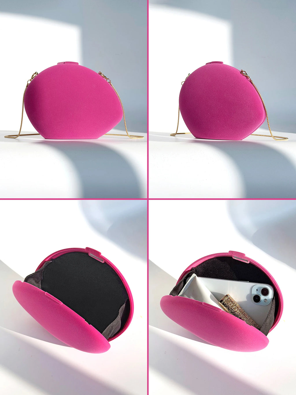 Designer velvet shell-shaped evening bag stylish wedding party clutch crossbody chain shoulder bag can hold mobile phone