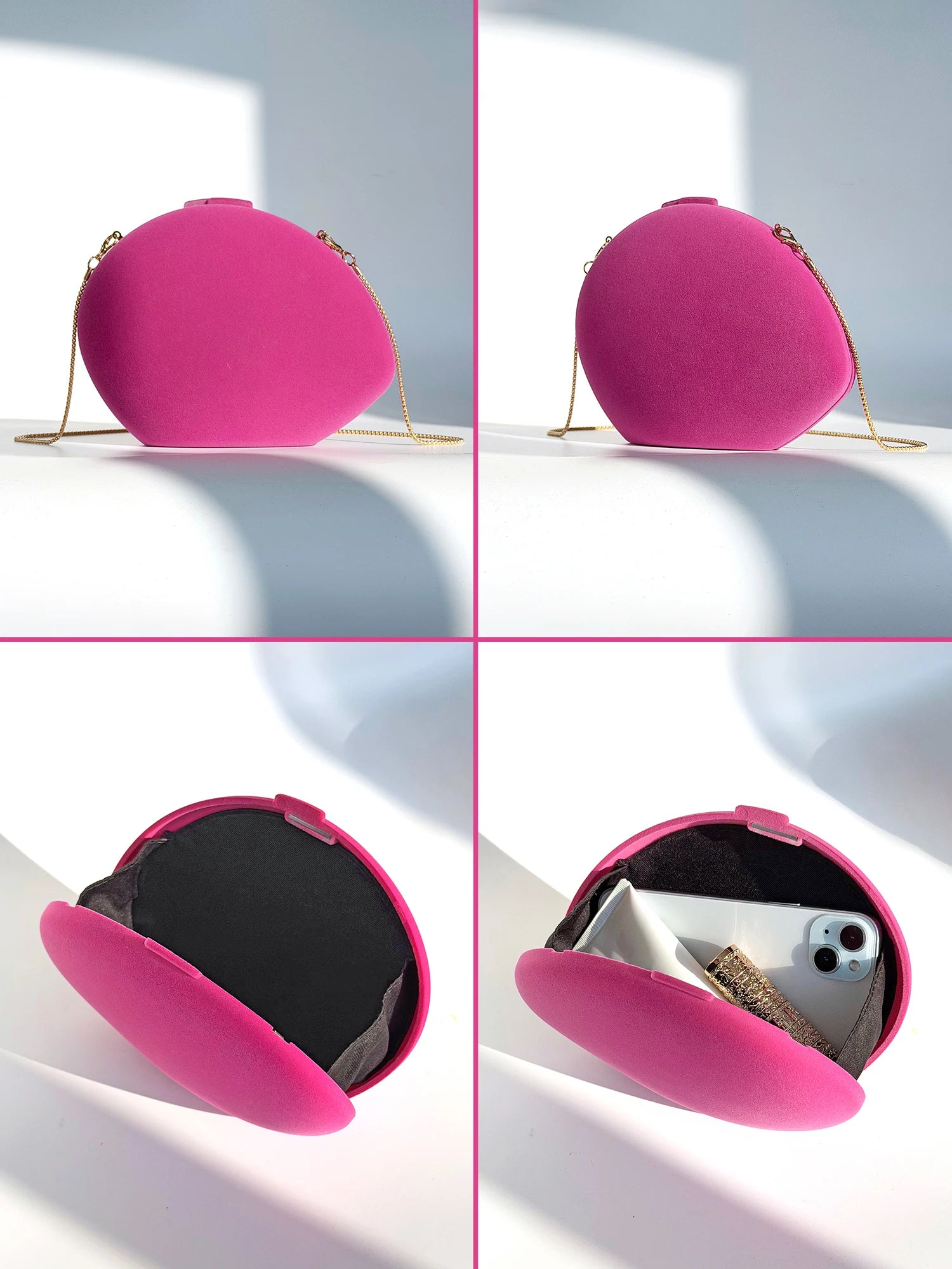 Designer velvet shell-shaped evening bag stylish wedding party clutch crossbody chain shoulder bag can hold mobile phone