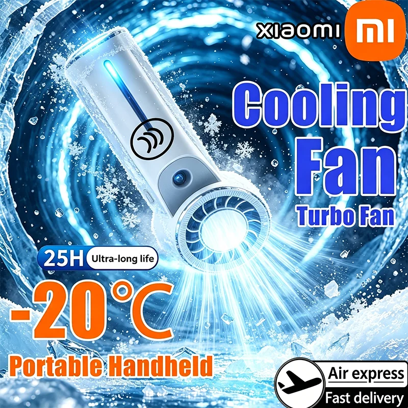 4000mAh USB Rechargeable Misting Handheld Turbo Fan Ice Compress Cooling Spray 샤오미 선풍기 Portable Travel Gadget for Xiaomi