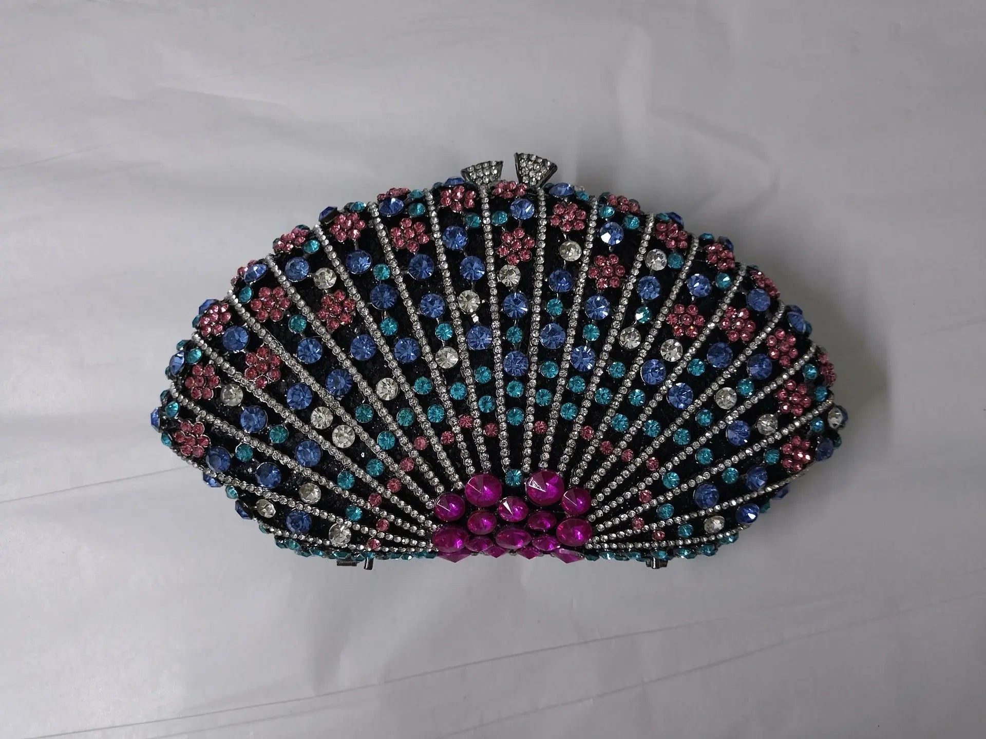 Fan Women Full Crystals Handbags for Dinner Party Luxury Diamond Evening Bag Wedding Bridal Purses Gala Banquet Gems Purse
