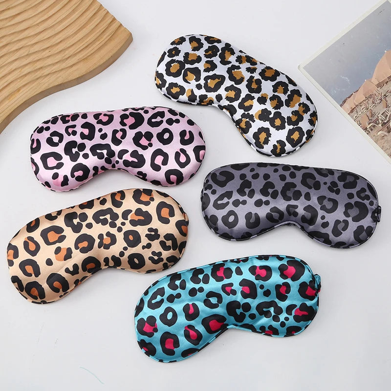 Leopard Print Double-Sided Simulated Silk Eye Mask 3d Light-Shielding Sleep Eye Mask, Ice-Feeling Breathable Eye Mask