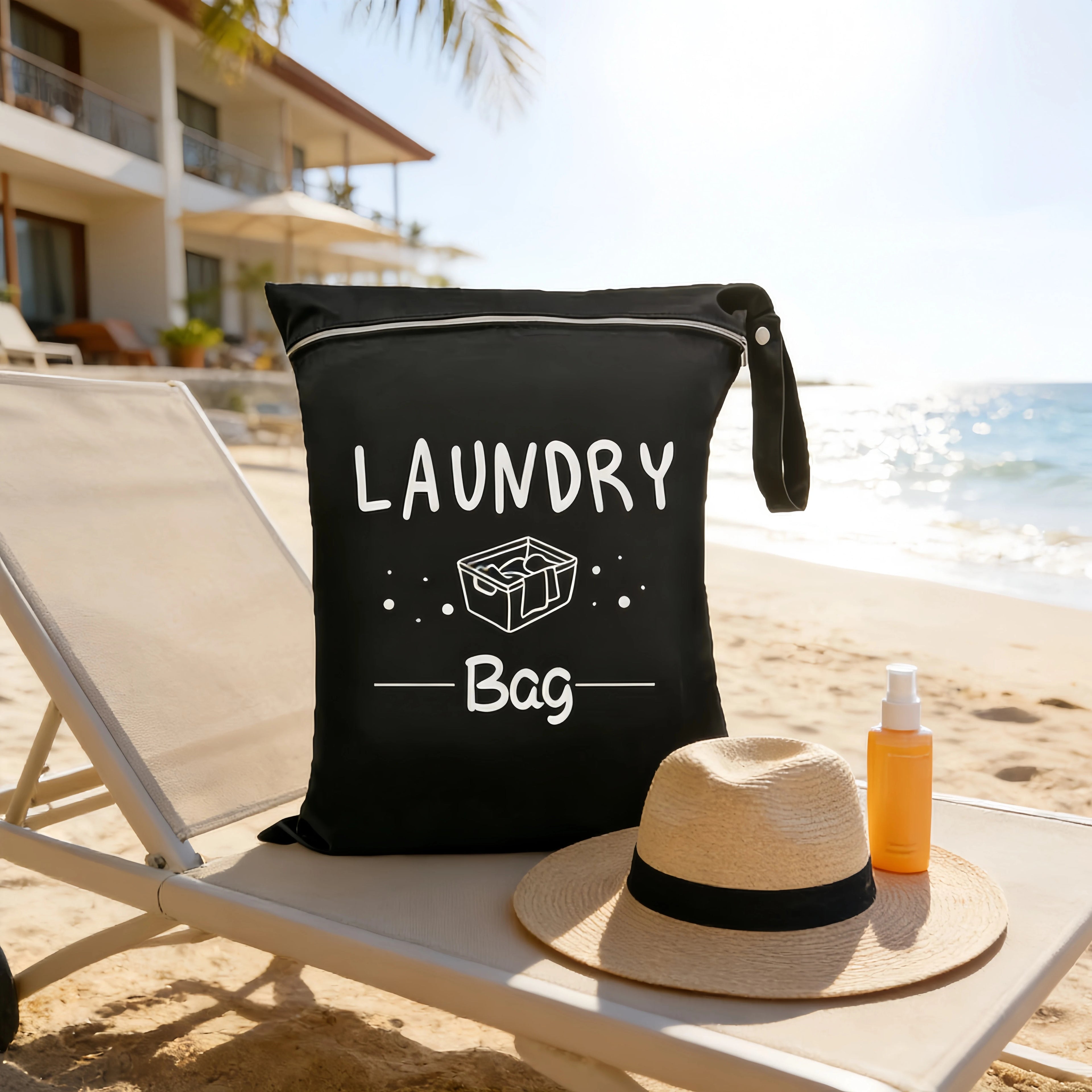 Large capacity 38*48cm travel laundry bag, with double handles for portability and stain resistance, adjustable handle zipper, w