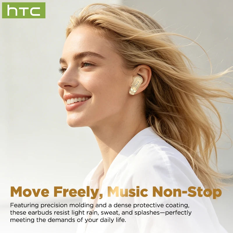 HTC NE72 TWS AI Translation Earbuds Translate Bluetooth 6.0 Headphones 30H Playtime with Smart Touch Screen for Travel Business