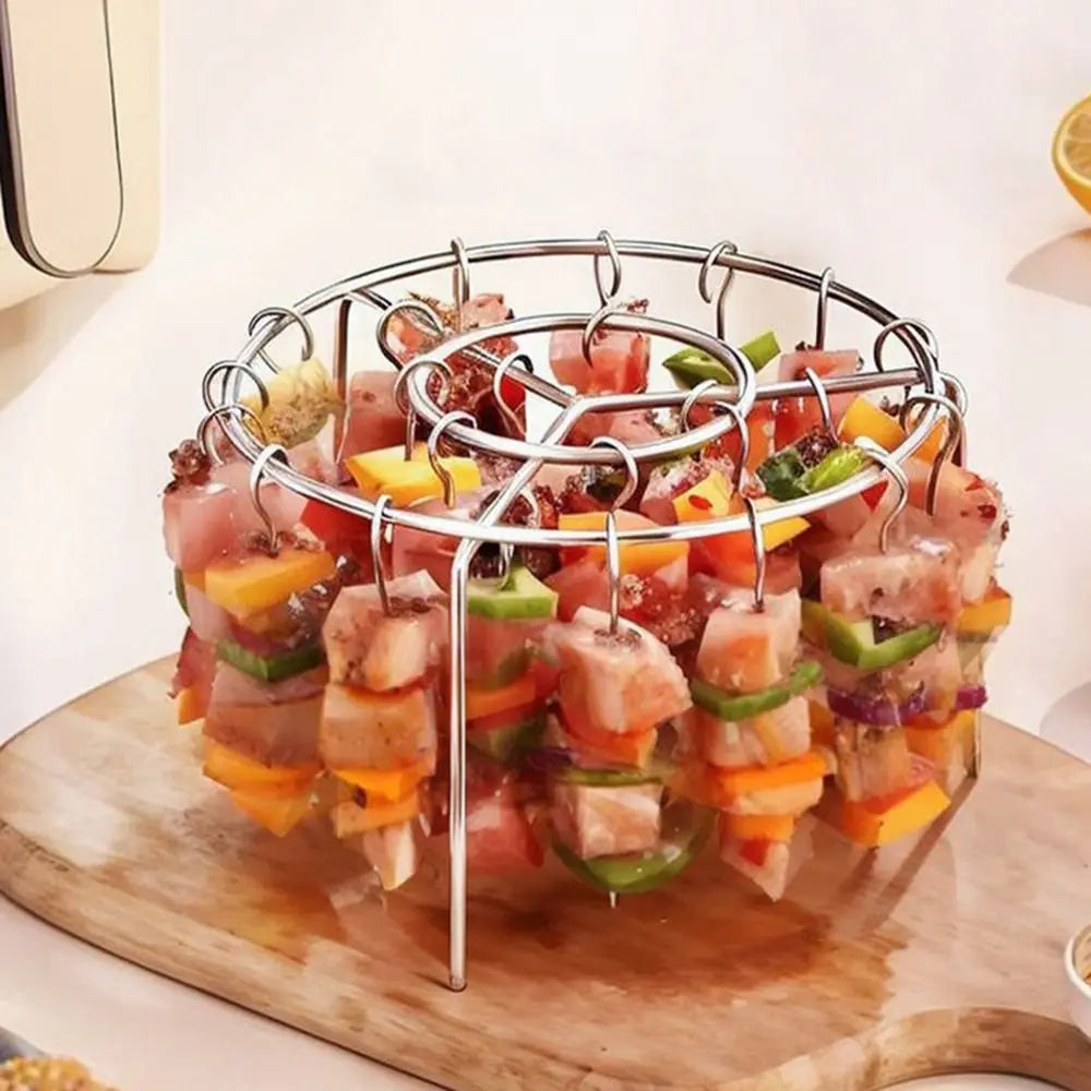 25/49pcs Air Fryer Rotating Skewer Rack, Stainless Steel, Round for Kabobs, Grill Accessory for Home Kitchen, Oven, BBQ