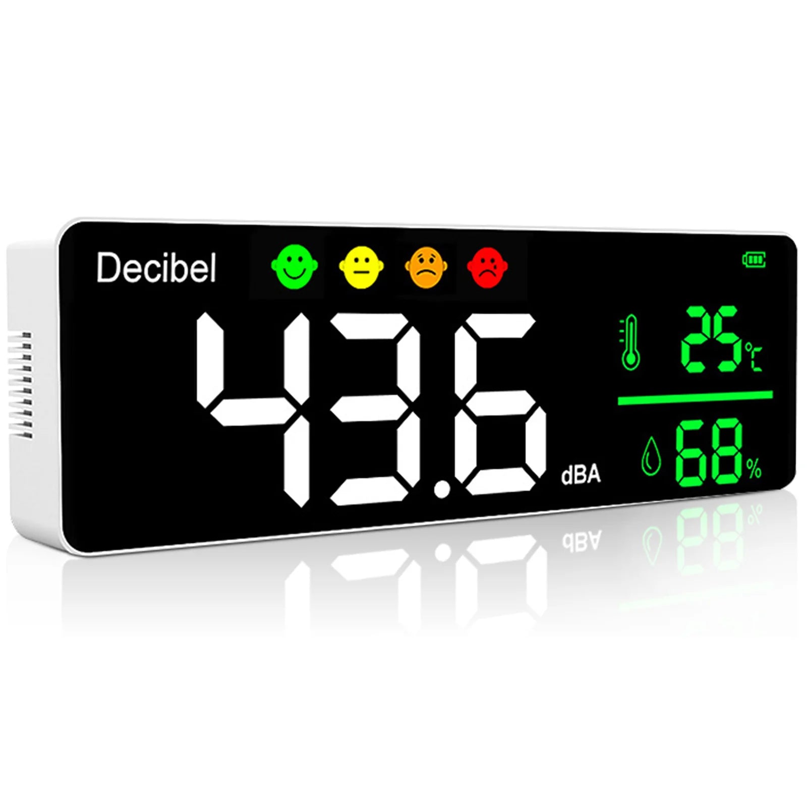 Noise dB Meter 30 - 130dB Range Precise Decibel Meter Temperature Humidity  Monitor, Large LED Screen  Adjustable Brightness