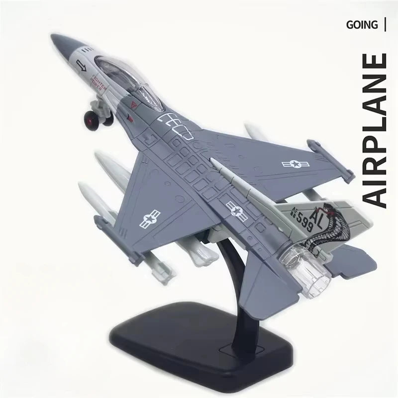 American F-16 Fighter Alloy Aircraft Model with Sound Light Series Children's Aircraft Model Toy Birthday Gift Christmas