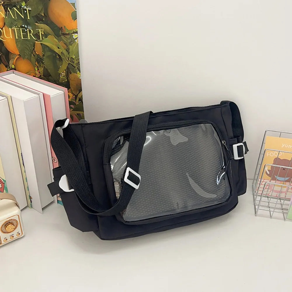 Zipper Bag Solid Color Itabag Nylon Cotton Doll Bag Transparent Bags Wallet Idol Merchandise Storage Shoulder Bag Gift