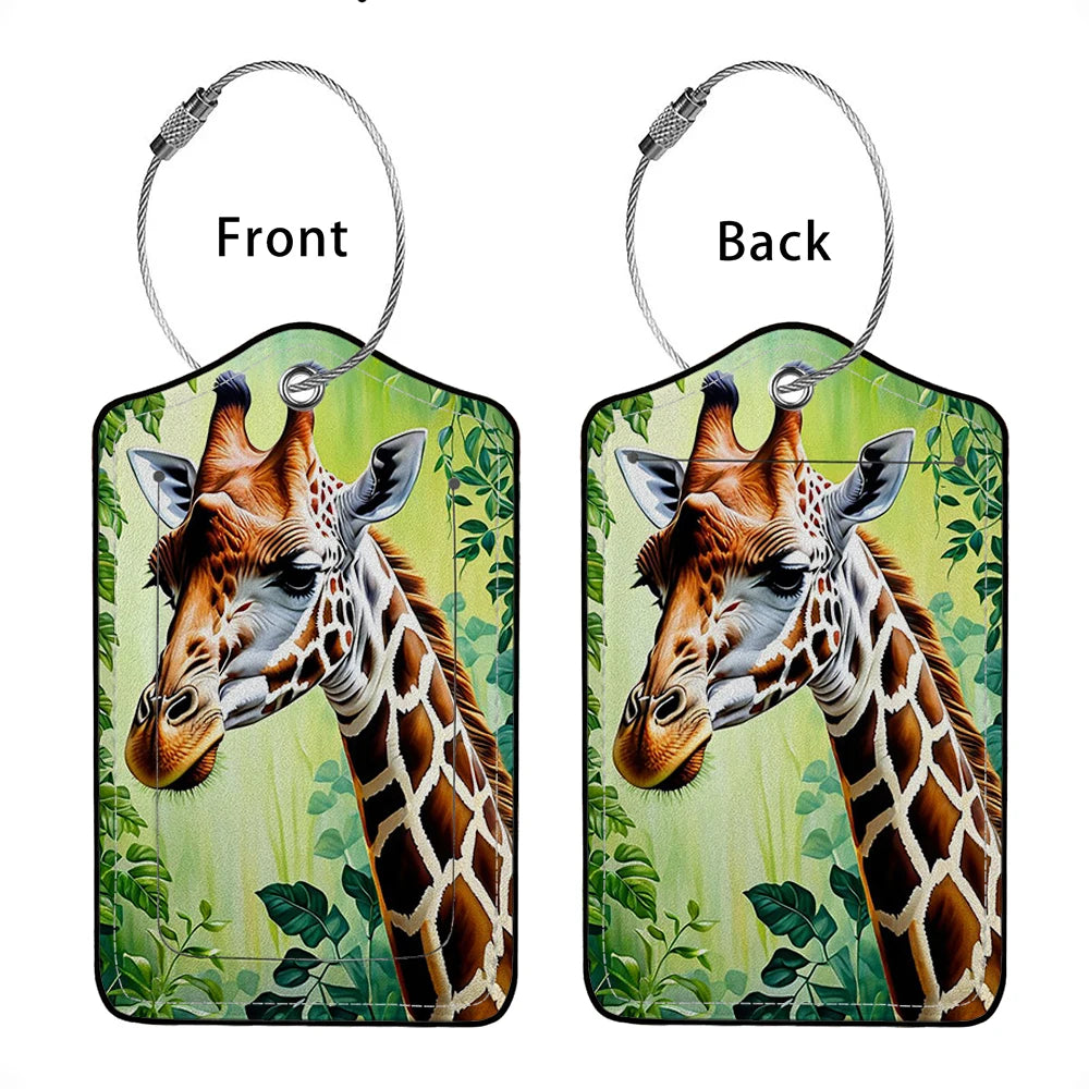 HOT SALE Cute animals Leather Business Luggage Tag Suitcase Address Label Luggage Boarding Case Label Name ID Address Clip