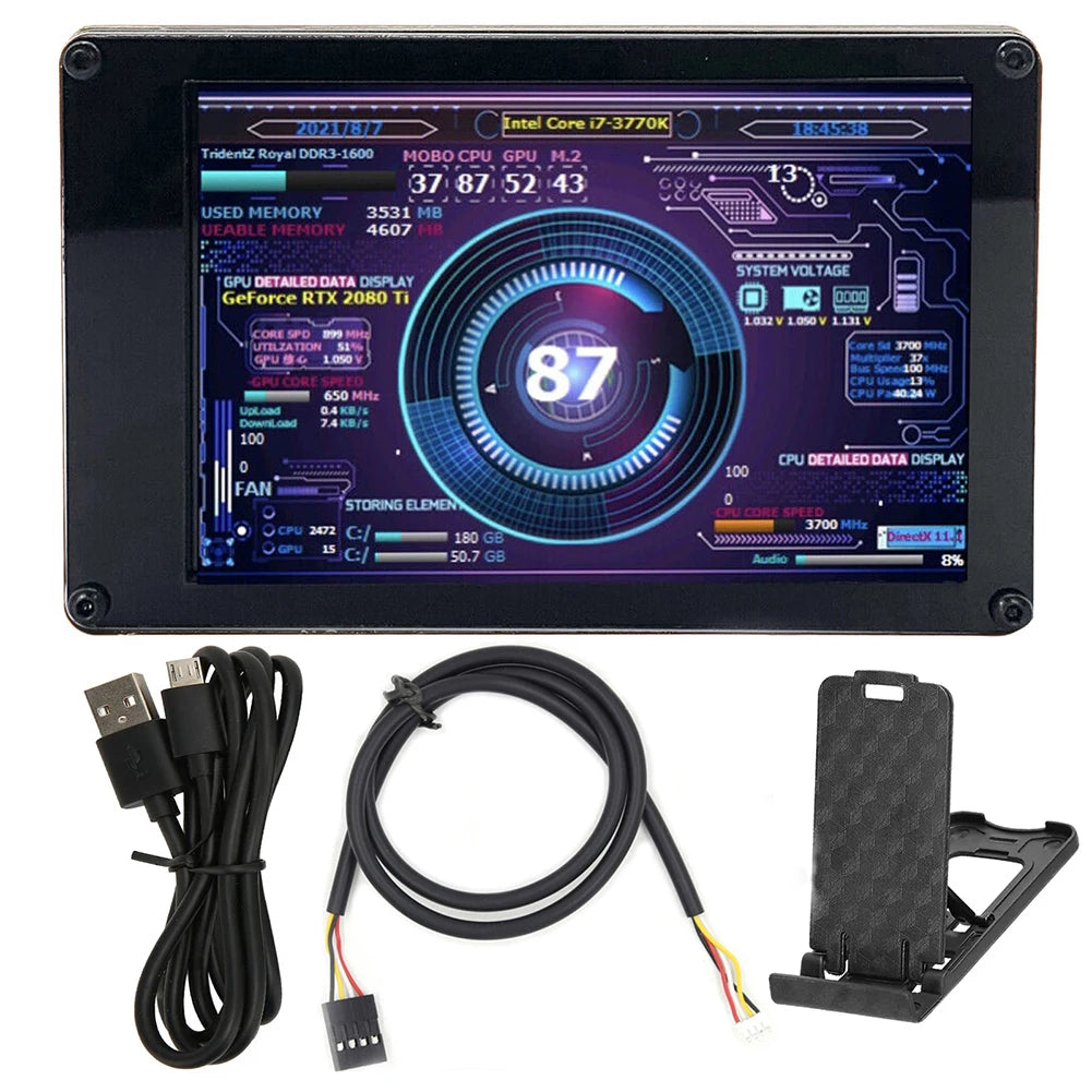 Dual USB Secondary Display 3.5 Inch IPS DIY Computer Temperature Monitoring CPU GPU RAM HDD Acrylic for Mini ITX Case AIDA64