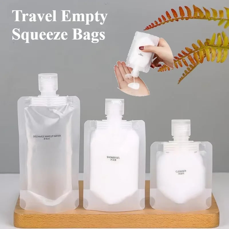 Travel Empty Squeeze Bags Lotion Dispensing Bag Refillable Shampoo Toiletries Conditioner Liquid Cosmetic Storage Pouches