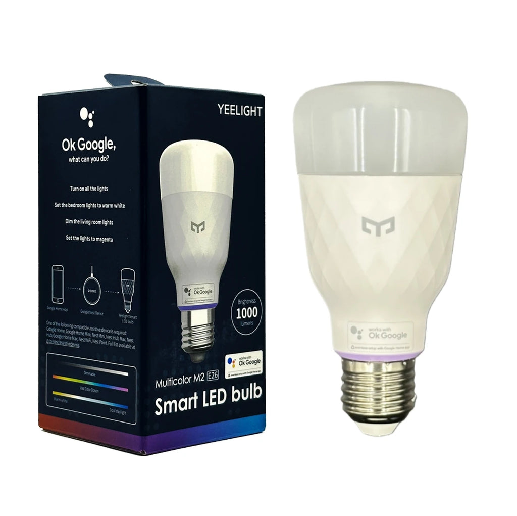 YEELIGHT Smart LED Bulb Colorful M2 Bluetooth Connection E26/E27 Dimmable 1700K-6500K Voice Control Compatible with Google Home