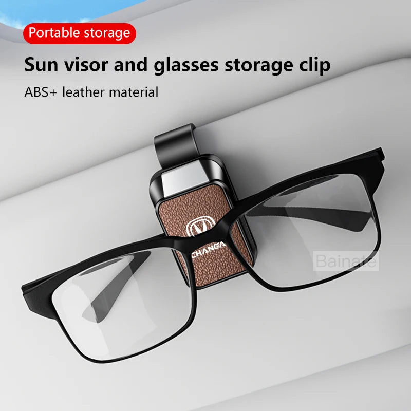 Car Sun Visor Glasses Case Storage, Leather Sunshade Sunglasses Holder, CHANGAN UNI-T UNI-K UNI-V CS75PLUS CS55 EADO PLUS CS35