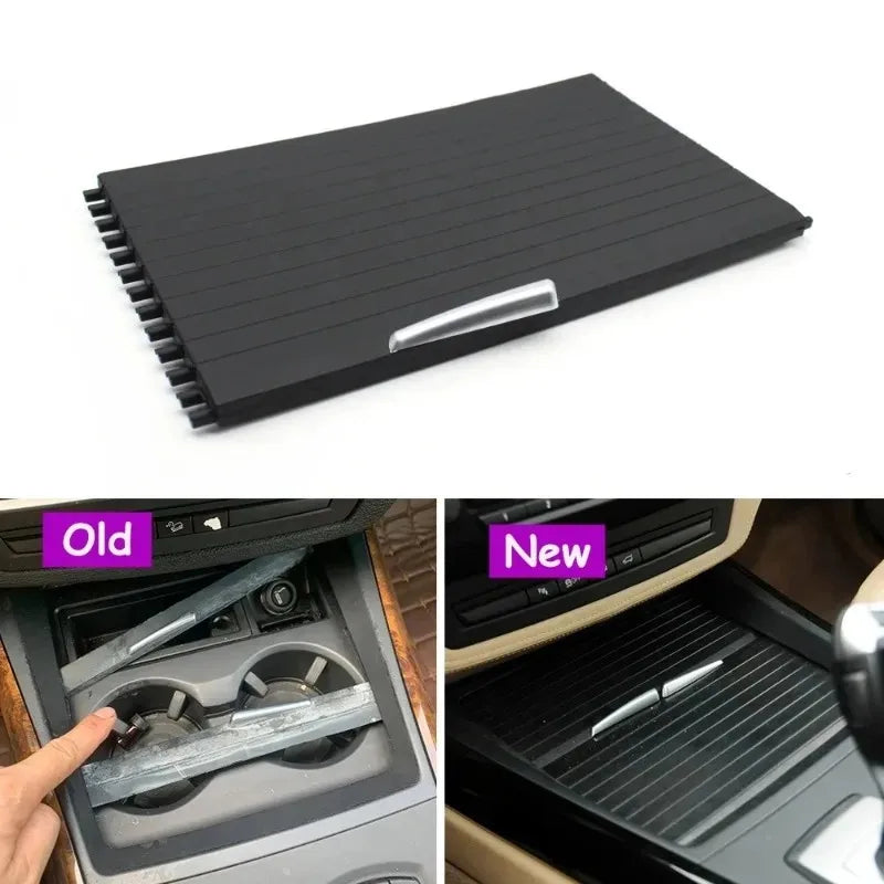 Car Front Rear Center Console Drink Cup Holder Cover Trim Zipper Rolling Curtain For BMW X5 X6 E70 E71 E72 2007-2014 51166954943