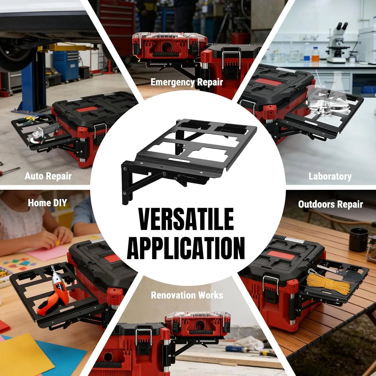 Foldable Work Table Compatible with Milwaukee Packout Toolbox, Heavy Duty Side Storage Mount Table For Your PACKOUT System
