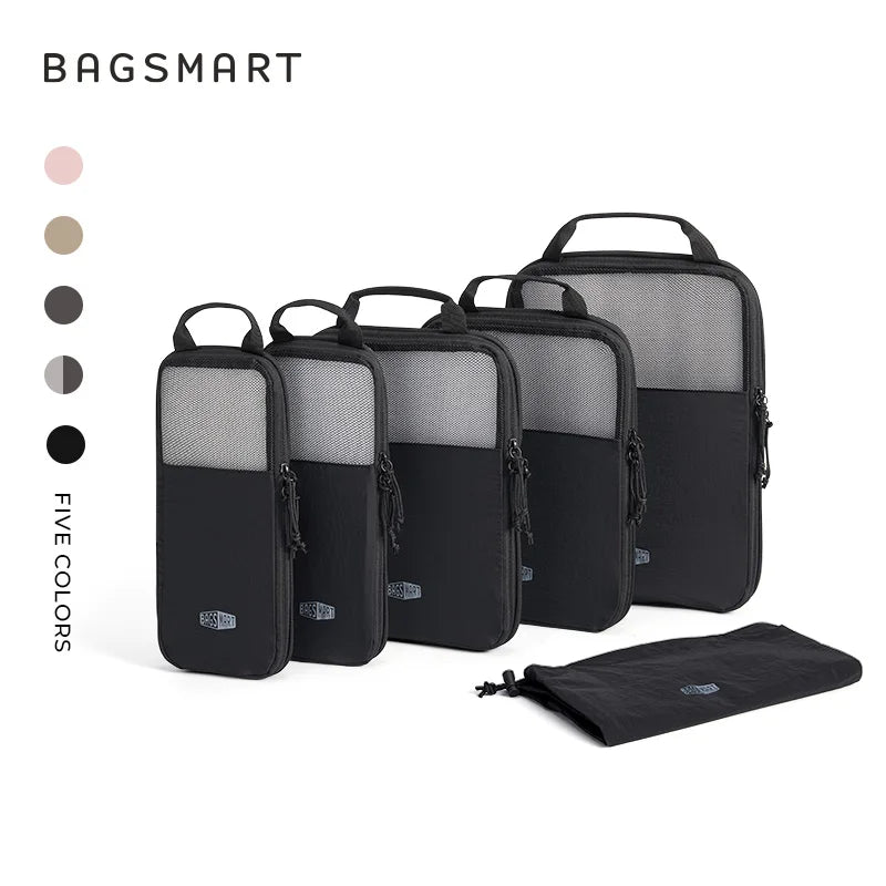 BAGSMART 6PC Compression Packing Cubes Large Capacity Travel Storage Bag Portable Luggage Organizers for Clothes