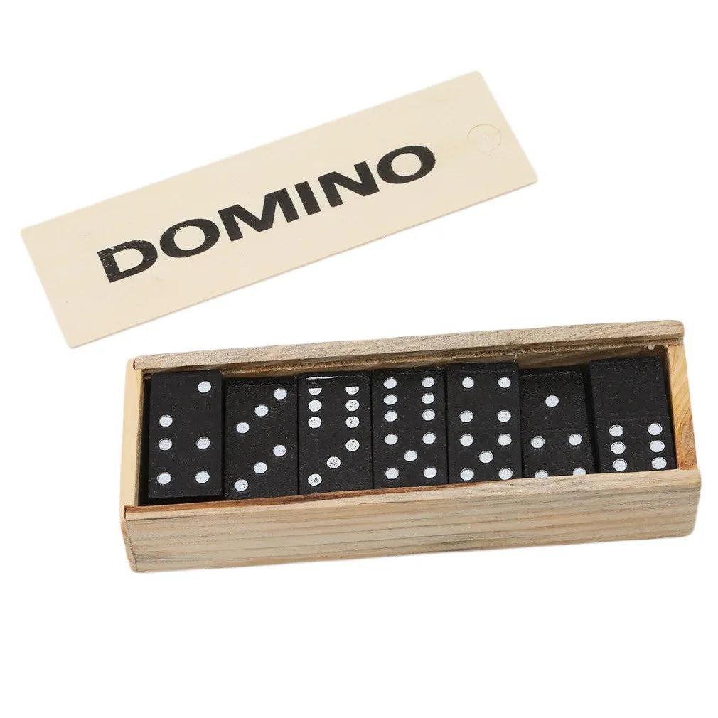 28 Pcs Black Dominoes Wooden Box With Black Dominoes Wooden Board Game Teaching Aids Party Game Children's Day Gift
