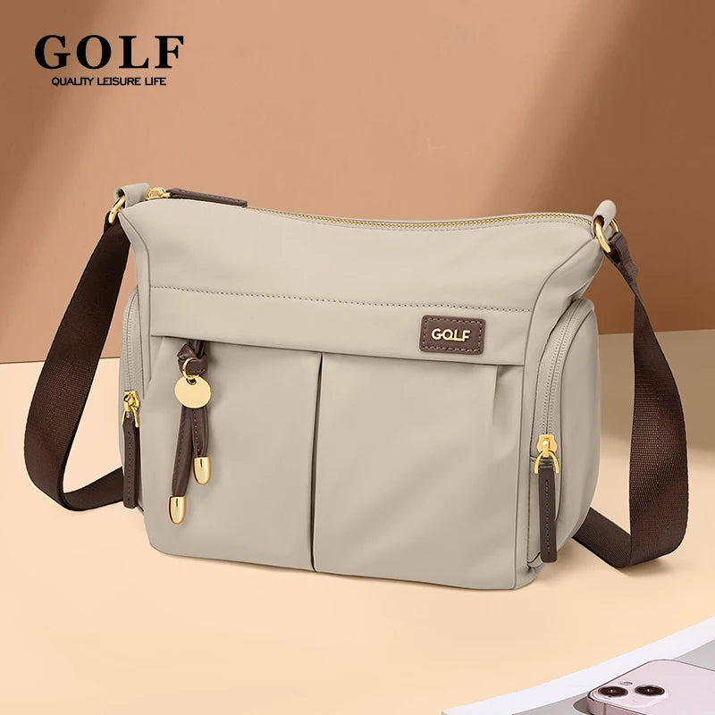 GOLF Women Crossbody Bag Nylon Female Cross Shoulder Bag Waterproof Woman Versatile Cell Phone Sling Bags Ladies Black Antitheft