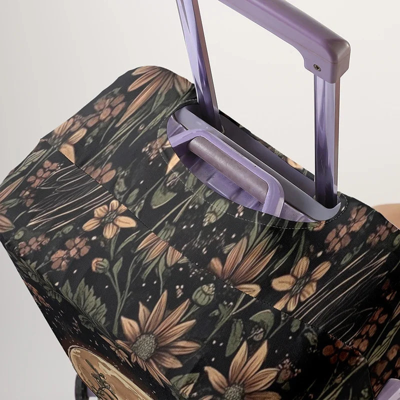 Moonnight Crow Flower Pattern Luggage Protective Cover, suitable for 18-32 inch luggage covers, luggage handle gloves, travel ac