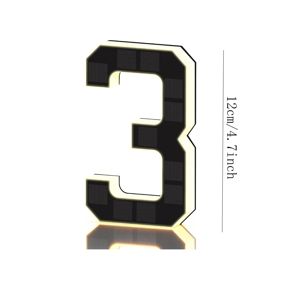 12CM Solar-Powered Outdoor House Number Light, House Numbers with Solar Panel, Waterproof LED Address Numbers for Home