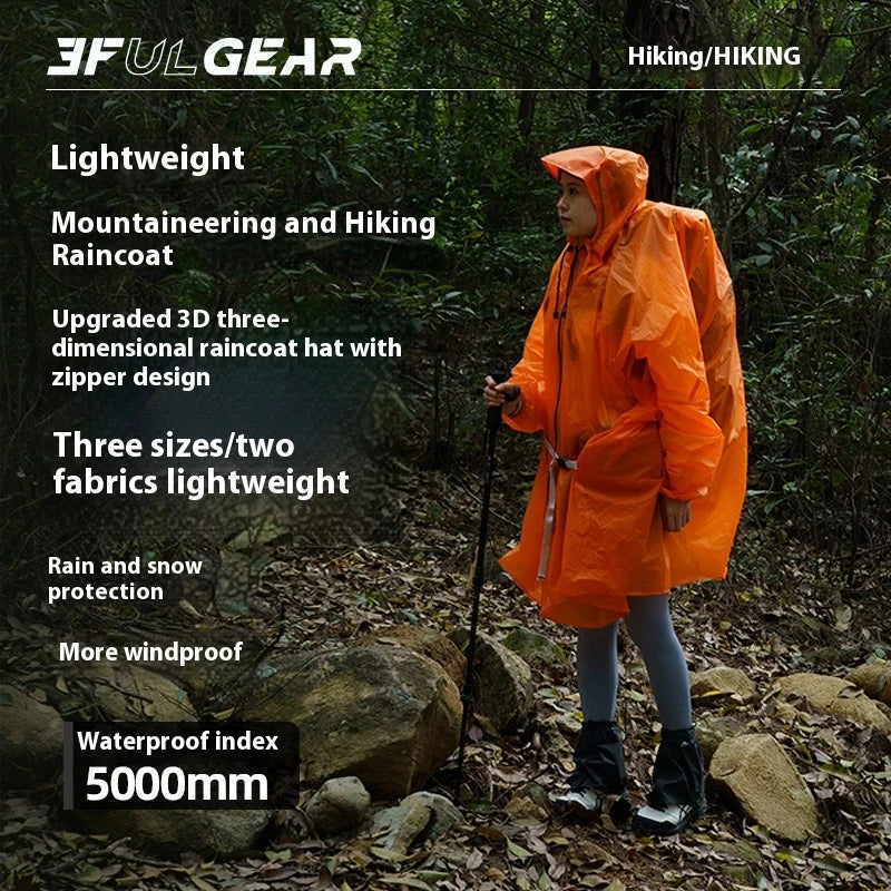 3F UL GEAR Hiking Raincoat Zipper 210T/15D Women/Men Waterproof Ultralight Outdoor Camping Travel Hooded Rain Coat Poncho Jacket