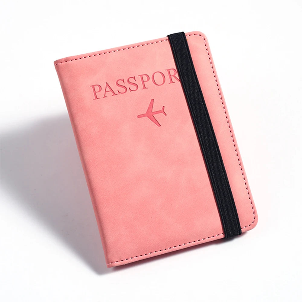Customized Name PU Men's RFID Passport Holder 2-Style Envelope, Airplane Pattern Printed Anti-Theft Passport Wallet, Minimalist