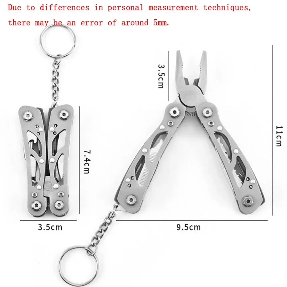 NEW Compact Stainless Steel Folding Multitool Pliers with Keychain Outdoor Camping Survival Tool for Hunting/Repair/Wire Cutting