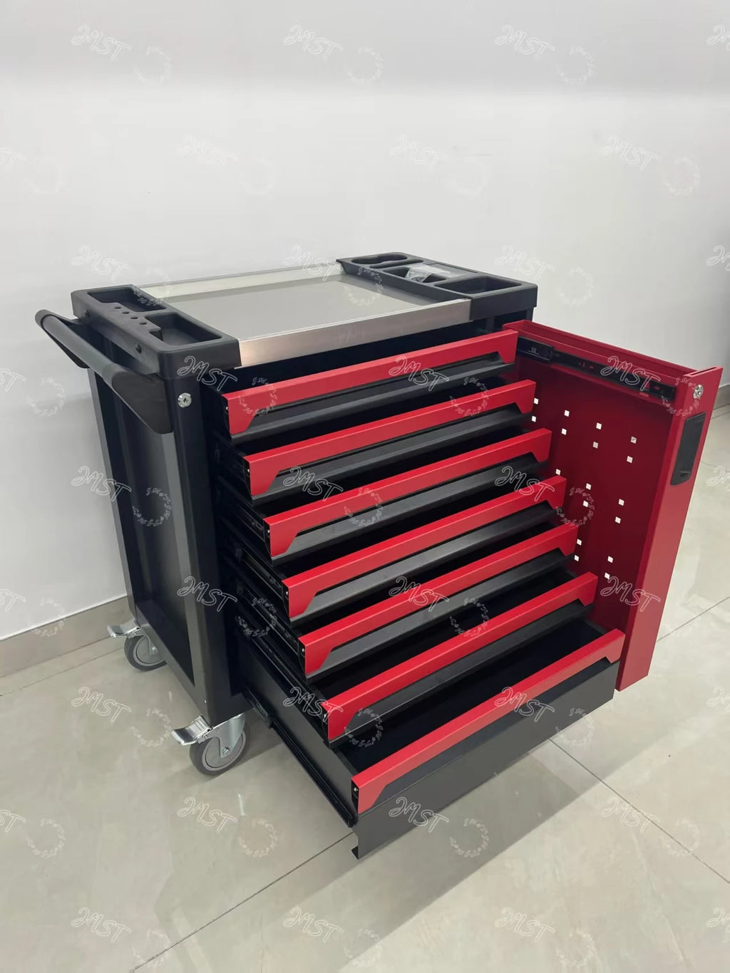Heavy Duty Rolling Tool Chest with 201PCS Mechanics Tool Set 5-Tray Mobile Workshop Service Cart for Garage & Auto Repair
