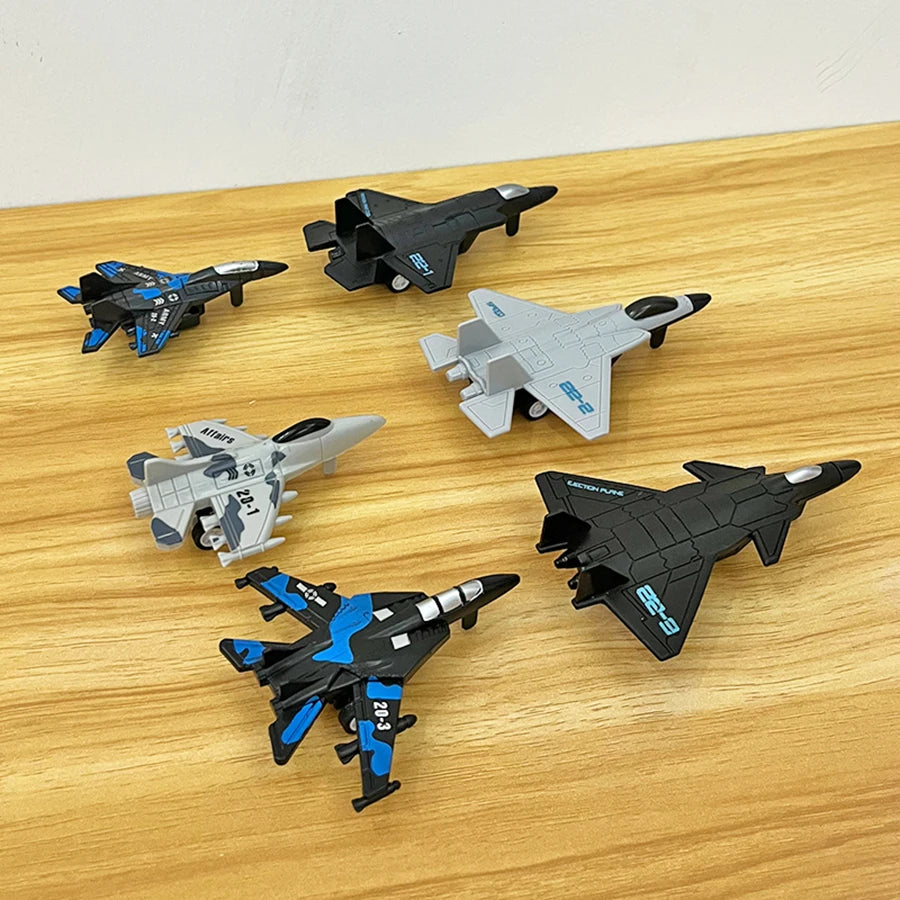 6pcs Fighter Jet Model, Aviation Aircraft Combination Toy, CHILDREN'S Inertial Sliding Toy, BOY'S Home Decoration Display
