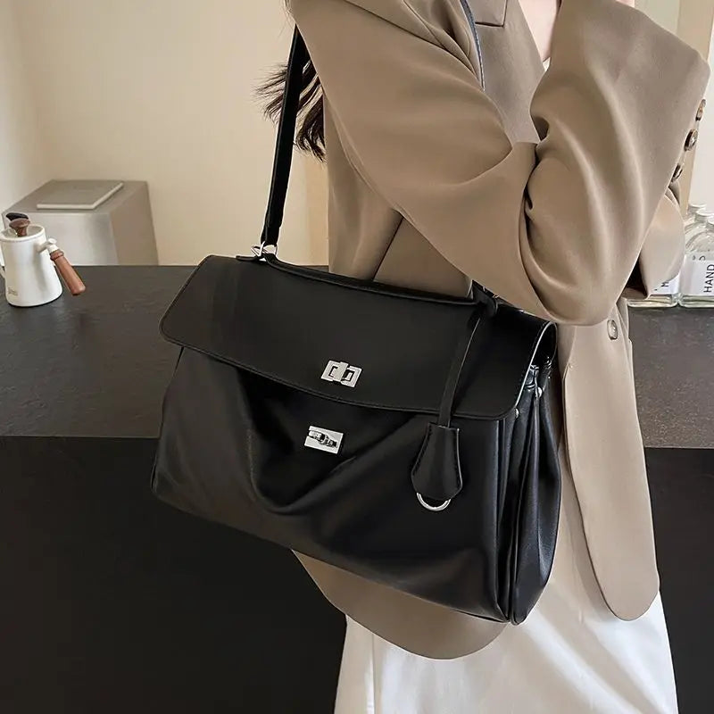 New Stylish Large-capacity Platinum Bag, Women's Casual Versatile Commuting Crossbody Bag, Modern Neutral Business Handbag